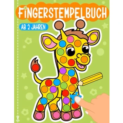 Abbildung von Fingerstempelbuch zum kreativen Ausmalen für Kinder ab 2 Jahren: Stempeln, Malen und Ausschneiden Basteln Mädchen Jungen.