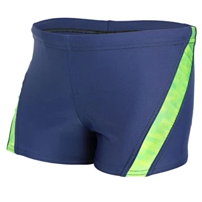 Abbildung von Aquarti Jungen Schwimmhose Kontrastfarbige Einsätze, Farbe: Dunkelblau/Grün, Größe: 140