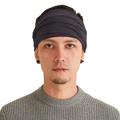 Abbildung von CHARM Stirnband Herren Bandana Damen Kopftuch Hair Band Men Headband Piraten Haarband Männer Sport Dunkelgrau L