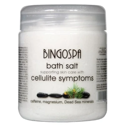 Abbildung von Badesalz gegen Cellulite, Dehnungsstreifen, Muskelverspannung mit Mineralien aus dem Toten Meer, Rooibos und Magnesium 550 g BINGOSPA