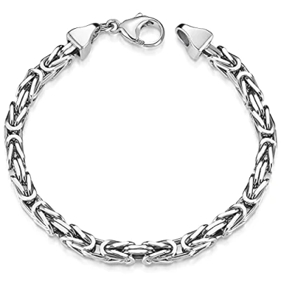 Abbildung von MATERIA Königskette Silber Herren Armband 20cm 5,4mm 31,5g diamantiert rhodiniert SA 10 20 cm