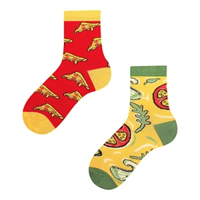 Abbildung von TODO Colours Lustige Socken Kinder mit motiv für Mädchen, Jungen, Kleinkind (27 30, Pizza Kinder)