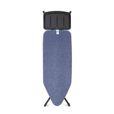 Abbildung von Brabantia Bügelbrett C für Dampferzeuger XL Dampfbügelbrett Extra großer Metallständer Höhenverstellbar Solider Vierfußrahmen Geräte bis zu 40 x 22 cm Denim Blue 125 45cm