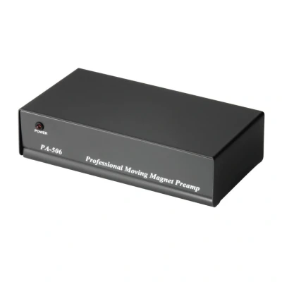 Abbildung von Hama Stereo Phono Vorverstärker PA 506 (für Plattenspieler, inkl. Netzadapter 230V/50Hz, 3000mA, Cinchkabel 0,9 m) schwarz