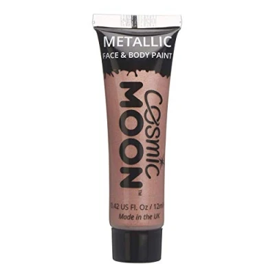 Abbildung von Cosmic Moon Metallic Gesichtsfarbe/Make Up für Gesicht &amp; Körper 12ml Erstellen Sie faszinierende Gesichtsfarben Designs! Enthält: Roségold