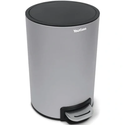 Abbildung von YourCasa® Mülleimer Bad [5L] Elegantes Design Badezimmer Klein Kosmetikeimer mit Deckel und Softclose Abfalleimer Toilette herausnehmbaren Inneneimer (Grau)