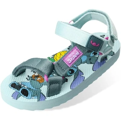 Abbildung von Disney Stitch Zehentrenner Kinder Sandalen Mädchen mit Verstellbaren Riemen Geschenke für (Blau, 29 EU)