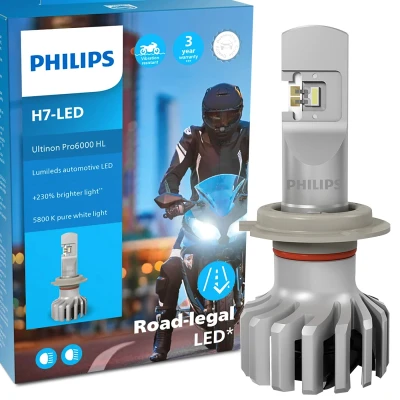Abbildung von Philips Ultinon Pro6000 H7 LED Motorrad Scheinwerferlampe mit Straßenzulassung, +230% helleres Licht, 5.800K