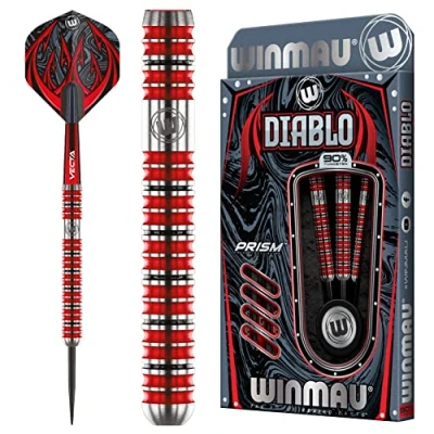 Abbildung von WINMAU Diablo 23 Gramm Profi Stahlspitze Wolfram Dartpfeile mit Flüge und Stiele (Wellen)