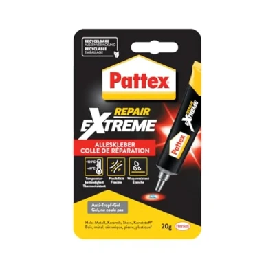 Abbildung von Pattex Repair Extreme, nicht schrumpfender und flexibler Alleskleber, temperaturbeständiger Reparaturkleber, starker Kleber für innen außen, 1x20g Tube