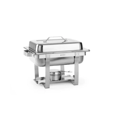 Abbildung von HENDI Chafing Dish GN 1/2 Economic inkl. 4,5 Liter Behälter 65 mm + für Brennpaste, 38,5 x 29,5 31 cm Warmhaltebehälter Gastro