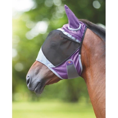 Abbildung von Shires Fliegenmaske Deluxe mit Ohren Violett Warmblut