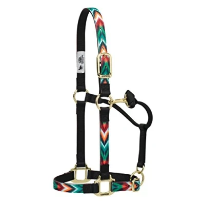 Abbildung von Weaver Leather Chevron verstellbares Nylonhalfter für Pferde, mittelgroß, Schwarz/Mehrfarbig