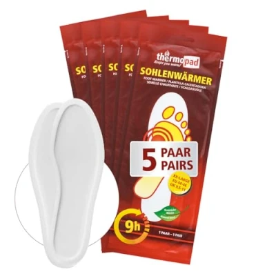 Abbildung von THERMOPAD Sohlenwärmer Gr. XXL (44 46) DAS ORIGINAL: 5 Paar Wärmepads (Einlegesohle) für 8 Stunden Wärme I Sofort einsatzbereite Fußwärmer Pads Extra warme Wärmesohle Schuhe &amp; Skischuhe