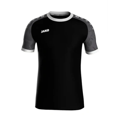 Abbildung von JAKO ICONIC Trikot Kinder Schwarz, Anthrazit, Gr. 140 Nachhaltiges Sport Shirt kurzarm aus 100% recyceltem Polyester, Feuchtigkeitstransportierend