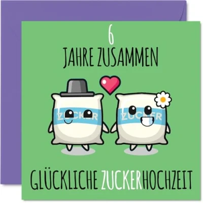 Abbildung von Stuff4 6. Hochzeitstag Karte Liebe 6 Jahre Zusammen Zucker Hochzeit Jahrestag Geschenke für Freunde Familie vom Freundinnen Kollegen, 145mm Glückwunschkarten