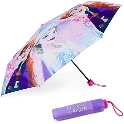 Abbildung von BONNYCO Regenschirm Kinder Frozen Sturmfest mit Verstärkter Struktur Klappschirm für Tasche, Rucksack oder Reise Klein Mädchen Geschenke