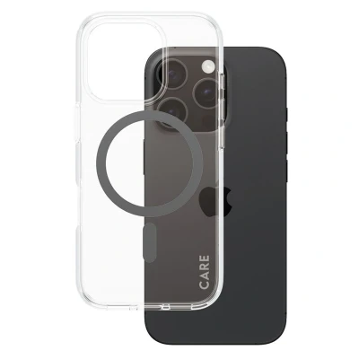 Abbildung von Apple iPhone 16 Pro Hülle MagSafe Recycelter Kunststoff PanzerGlass Hard Case/Backcover Handyhülle Schwarz Shockproof/Stoßfest