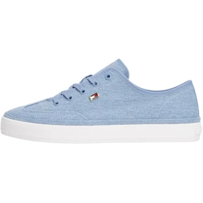 Abbildung von Tommy Hilfiger Damen Vulcanized Sneaker Washed Canvas Low Top, Blau (Brisk Blue), 40