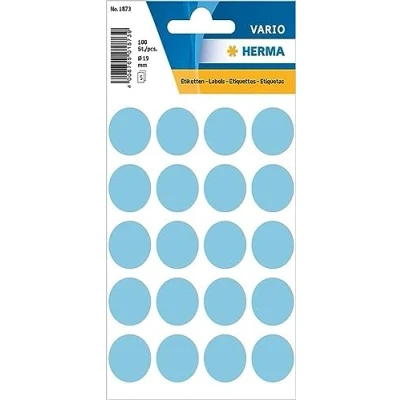 Abbildung von HERMA 1873 Punktaufkleber Klebepunkte hellblau, 100 Stück, Ø 19 mm, 20 pro Bogen, selbstklebend, Markierungspunkte für Kalender Planer Basteln, matt, blanko Papier Farbpunkte Etiketten Aufkleber