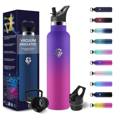 Abbildung von Thermosflasche, 1000ML BPA Frei, Trinkflasche Edelstahl, Auslaufsichere Isolierflasche Doppelwandig, Wasserflasche Thermoskanne mit Strohhalm, Kohlensäure Geeignet