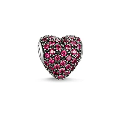 Abbildung von Thomas Sabo Damen Bead Herz rote Steine Karma Beads 925 Sterling Silber K0084 639 10