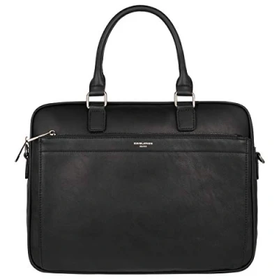 Abbildung von David Jones Herren Große Aktentasche Mann 15 Zoll Laptoptasche PU Leder Arbeitstasche Business Handtasche Tragetasche Henkeltasche Schultertasche Umhängetasche Messenger Bag Briefcase Schwarz