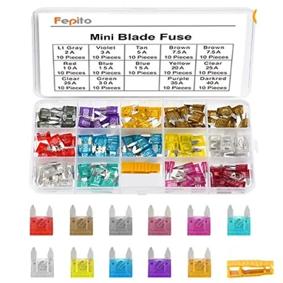 Abbildung von FEPITO 140 Stücke Sicherungen Set Mini Auto Sicherung Sortiment Klinge für Lkw mit Aufbewahrungskoffer (2A, 3A, 5A, 7,5A, 10A, 15A, 20A, 25A, 30A, 35A, 40A)
