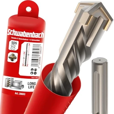 Abbildung von SCHWABENBACH ® SDS Max Bohrer 32mm x 680 800 Betonbohrer Präzises &amp; schnelles Bohren in Beton Premium Qualität mit Hartmetall Spitze Steinbohrer Lang Kein Einhaken Armierungseisen