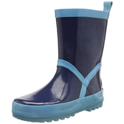 Abbildung von Playshoes Kinder Gummistiefel aus Naturkautschuk, trendige Unisex Regenstiefel mit Reflektoren, Marine Hellblau, 30/31 EU