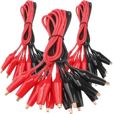 Abbildung von 30 Stück Krokodilklemmen mit Kabel Messleitungs Set, Doppelklemmen Messleitung (50 cm)