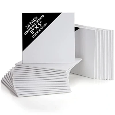 Abbildung von Belle Vous 24 Stück Kleine Leinwand zum Bemalen 13 x cm Vorgespanntes Canvas Set Geeignet für Acryl und Ölmalerei sowie Skizzieren Zeichnen