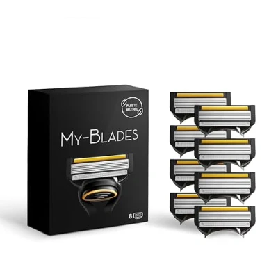 Abbildung von My Blades® Rasierklingen kompatibel mit Gillette Fusion 5 Plastikarm, Umweltfreundlich 8 Hochwertige Ersatzklingen fach Klinge