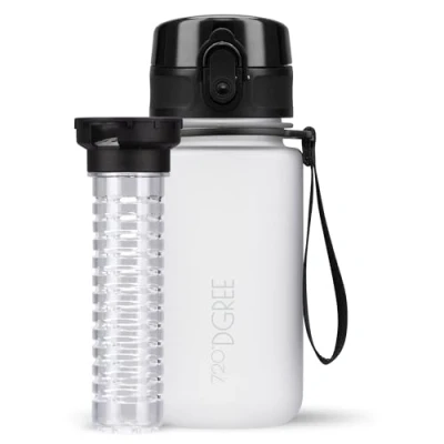Abbildung von 720DGREE Kinder Trinkflasche 350ml “uberBottle“ softTouch +Früchtebehälter Auslaufsicher, BPA Frei Für Schule, Kindergarten, Mädchen &amp; Jungs ab 3 Jahre Kleine Wasserflasche, Leicht, Stoßfest