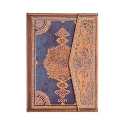 Abbildung von Safavid Indigo (Safavid Binding Art) Midi 12 month Vertical Hardback Dayplanner 2025 (Wrap Closure): tydzień na dwóch stronach, zamykany magnes, papier 100 gsm