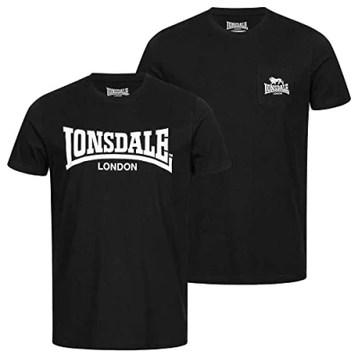 Abbildung von Lonsdale Herren T Shirt Normale Passform Doppelpack Sussex Doppelpack, Schwarz, L