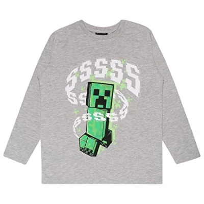 Abbildung von Minecraft Sssss Creeper Langarm T Shirt, Kinder, 128 170, Heather Grey, Offizielle Handelsware