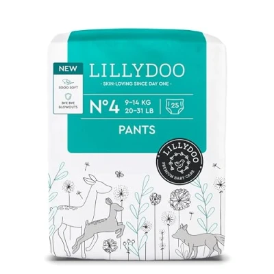 Abbildung von LILLYDOO Baby Windeln Pants Größe 4 (9 14 kg), 25 Höschenwindeln, Sicherer Auslaufschutz Hautfreundlich, Weich &amp; Ohne Lotionen für empfindliche Haut, Dermatologisch getestet