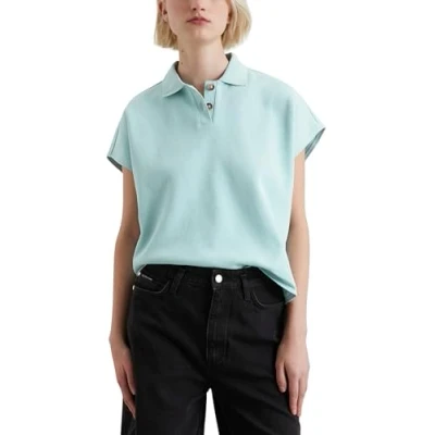 Abbildung von Marc O&#039;Polo Denim Poloshirt, Damen, Größe: Small, Blue fog