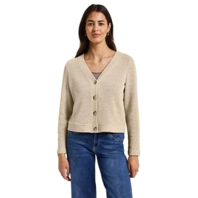 Abbildung von Street One Damen A323337 Glitzernde Strick Look Jacke, Moonstone Sand, 42