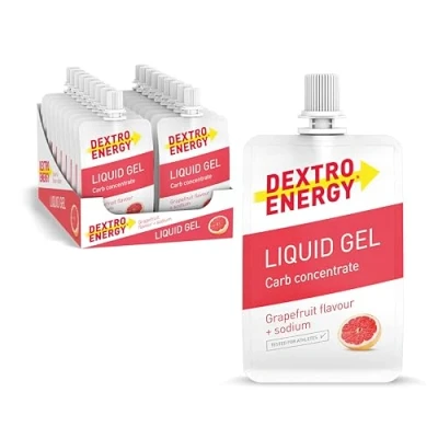 Abbildung von DEXTRO Energy LIQUID GEL GRAPEFRUIT + NATRIUM 18x60ml (18 Stück) Traubenzucker Konzentrat, schnell verfügbare Kohlenhydrate, Gel, Booster für Ausdauersport, Riegel Alternative