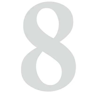 Abbildung von Zahlen Aufkleber Nr. 8 in silber I Höhe 10 cm selbstklebende Haus Nummer, Ziffer zum Aufkleben für Außen, Briefkasten, Tür wetterfest kfz_479_8