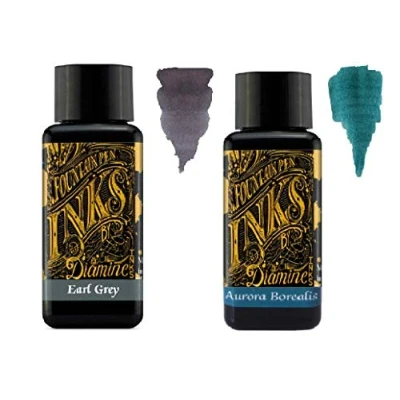 Abbildung von Diamine Tinte für Füllfederhalter, 30 ml, 2 x Flaschen Earl Grey &amp; Aurora Borealis