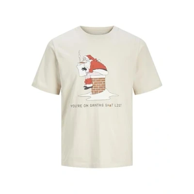 Abbildung von Jack &amp; Jones XMAS Rundhals Tshirt print, Herren, Größe: Small, Moonbeam