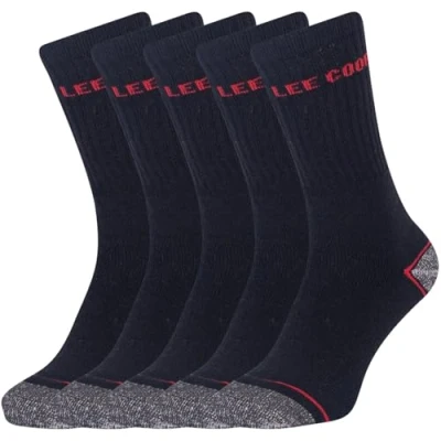 Abbildung von Lee Cooper LCSCK603 Herren Arbeitssocken, schwarz/rot, 5er Pack