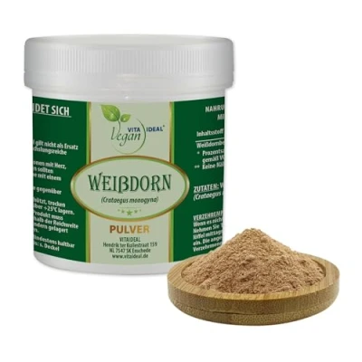 Abbildung von VITA IDEAL Vegan® WEIßDORN Beeren 300g PULVER Crataegus Fruct Tagesportion 1000mg WEISSDORNBEEREN, natürlich, pflanzlich &amp; ohne Zusatzstoffe, Inklusive Messlöffel.