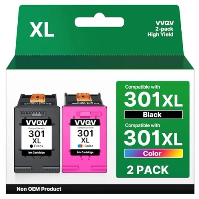 Abbildung von VVQV 301 XL Druckerpatronen Multipack Ersatz für HP 301XL Envy 4500 5530 5534 4504 DeskJet 2540 1510 2544 2549 OfficeJet 4630 4632 2620 2622 (Schwarz,Farbe)