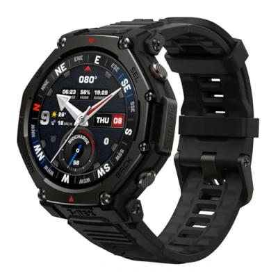 Abbildung von Amazfit T Rex 3 Pro Outdoor Smartwatch 48mm Saphir AMOLED Display, Titan Lünette, Dualband GPS, Offline Karten, 25 Tage Akku, Integ. Taschenlampe, 10 ATM, 180+ Sportmodi für Android &amp; iPhone, Schwarz