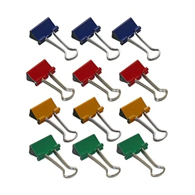 Abbildung von Wedo 642151999 Foldback Klammern, 12 Stück im Beutel, lackiertes Metall Abnehmbare Bügel, Starke Feder, 19 mm, farbig sortiert