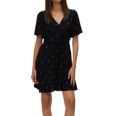 Abbildung von Vero Moda Vmalba Short Dress Freizeitkleid, Damen, Größe: Large, Black